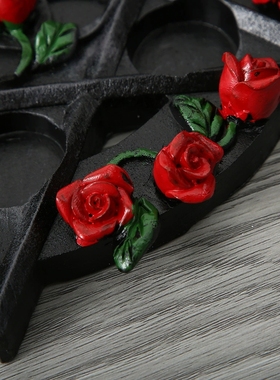 复古烛台摆件五芒星烛台塔罗装饰品五芒星烛盘茶烛底座树脂工艺品