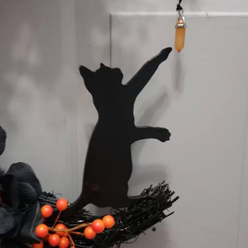 2026欧美热销万圣节哥特玫瑰月亮猫花环万圣节门装饰水晶月亮花环 - 图2