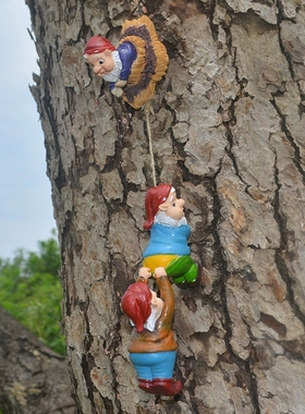 独立站家居庭院微型侏儒攀爬创意花园摆件 树脂工艺品 装饰品礼物