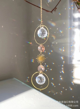 速卖通wish亚马逊货源 太阳捕手月亮星星太阳园林水晶挂饰窗饰