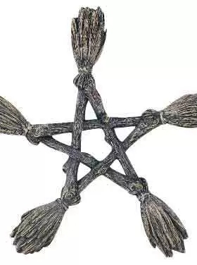 欧式扫把五芒星摆件家居装饰塔罗树脂工艺品魔法扫把五角星挂件