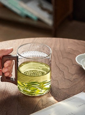 Life's·Junm·玻璃茶杯月牙过滤泡茶杯耐热耐高温茶水分离 |君茗