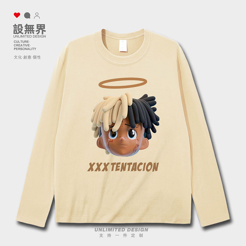 XXXtentacion欧美嘻哈日系卡通天使头像短袖T恤男女夏服装设 无界 - 图0