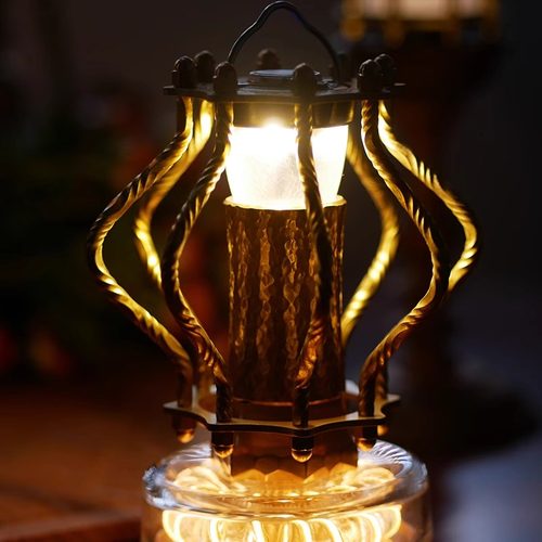 山魂手工原创设计户外露营灯罩黄铜扭纹灯笼桌面挂架适配GZ/38灯 - 图1