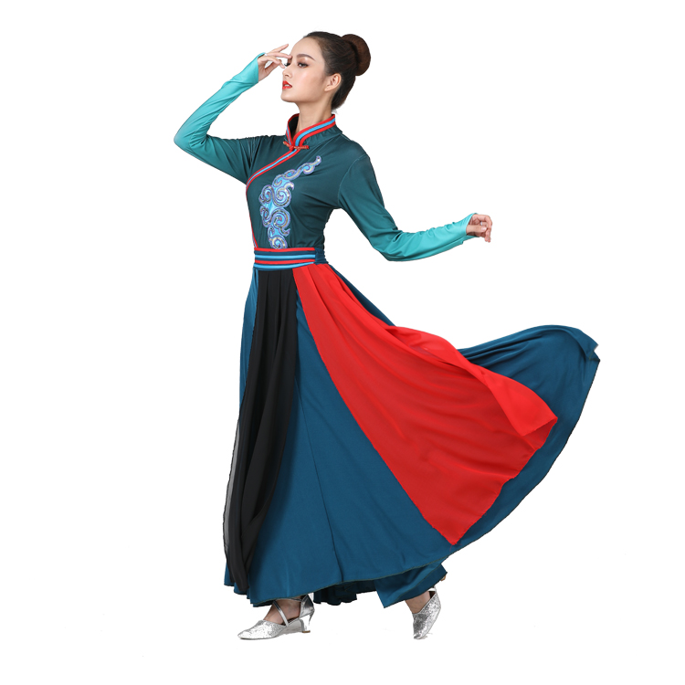 民族印象风蒙古舞蹈服装演出服女现代少数民族风服饰内蒙古服族艺考练功女装3