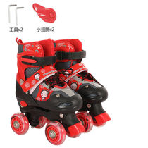 Double row Ice Skate Children Suit Men and women Wheel Skating Shoes Volleyball adjustable 3-4-5-6-8-10-year-old beginner red