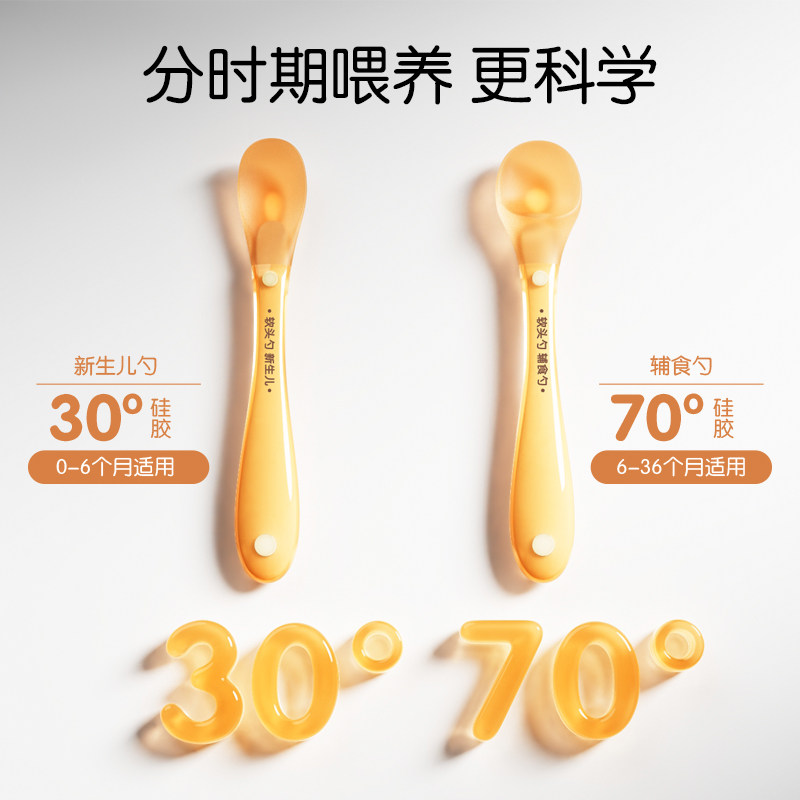 宝宝硅胶勺子新生婴儿喂水奶米粉小勺子6个月儿童吃饭辅食软头勺