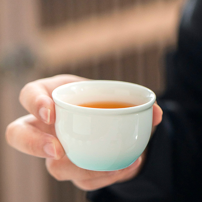 粉色小茶杯女性可爱高颜值泡茶杯现代女式客杯品茗杯羊脂玉单杯 - 图1