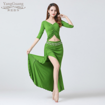 Belly Leather Dance Suit 2023 New Sexy Outfit Womens Belly Dancing Skills Modell Beginner érudit Long robe fairy