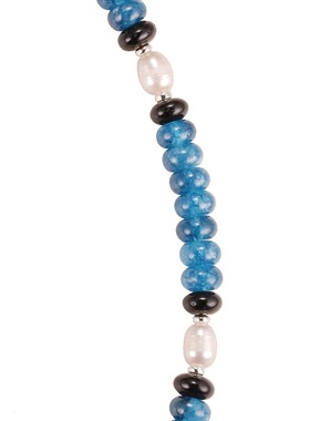 多彩高级感铜镀银青金石锁骨链