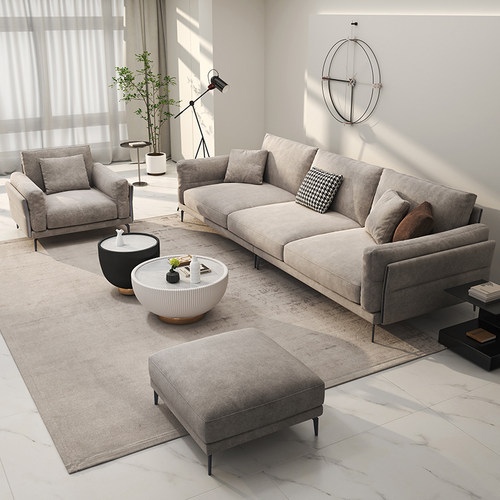 北欧磨砂布沙发小户型意式简约现代客厅四人位组合羽绒沙发可拆洗-图0