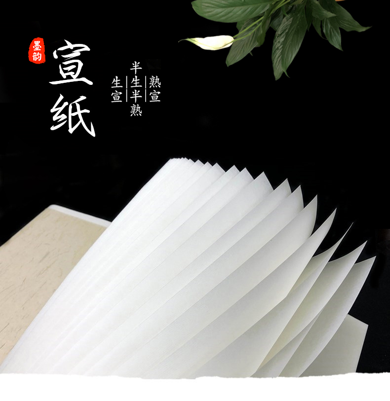 墨韵半生半熟宣纸书法专用纸国画生宣毛笔书法练字纸生宣纸练习作品纸四尺整张三开对开熟宣六尺工笔画初学者_虎窝淘