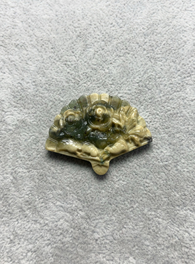 新玉石扇子吊坠岫玉扇子玉佩国风汉服配饰禁步流苏腰挂玉佩虎皮兰
