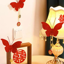 Background Wall Arrangement Wedding Wedding Wedding Celebration Switch Sets Wedding Solid Emulation Red Butterfly Wedding Room Decorated Bedroom Living Room