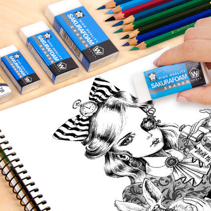 Japan imported cherry blossom eraser debris-free elementary school stationery 2b elephant skin 4B ultra-clean leather-like eraser without leaving traces clean high-gloss art sketch painting genuine student-specific eraser