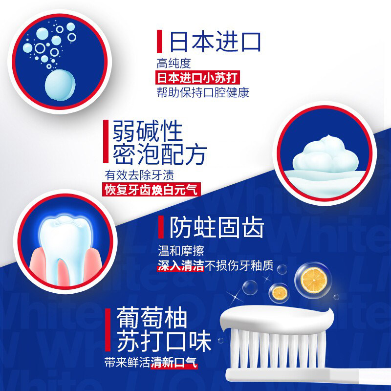 日本狮王小苏打去黄口去臭焕白牙膏 阿里健康大药房牙膏