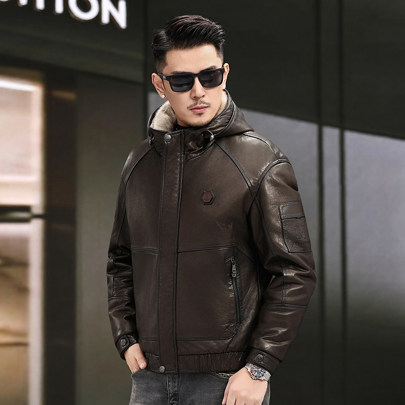 2025进口银蓝整貂皮毛一体外套男士真皮皮衣水貂短款连帽貂皮夹克,淘宝优惠券,粉丝福利购,淘宝优惠卷