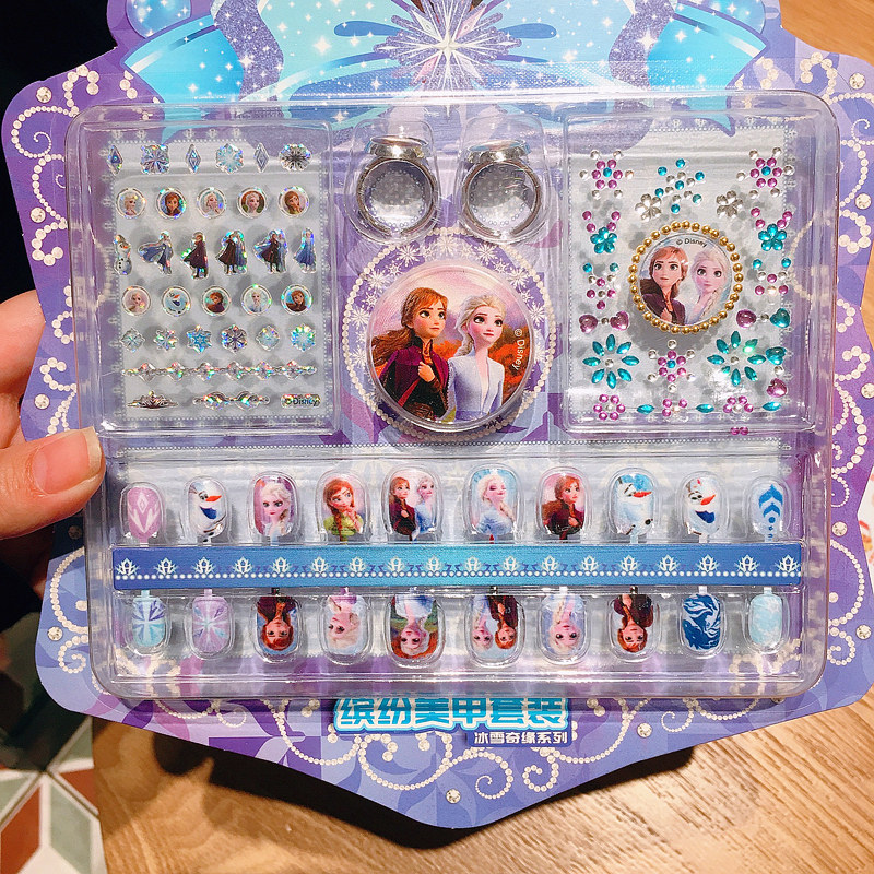 爱莎公主儿童指甲贴套装冰雪奇缘美甲贴防水贴画玩具无毒女孩贴纸