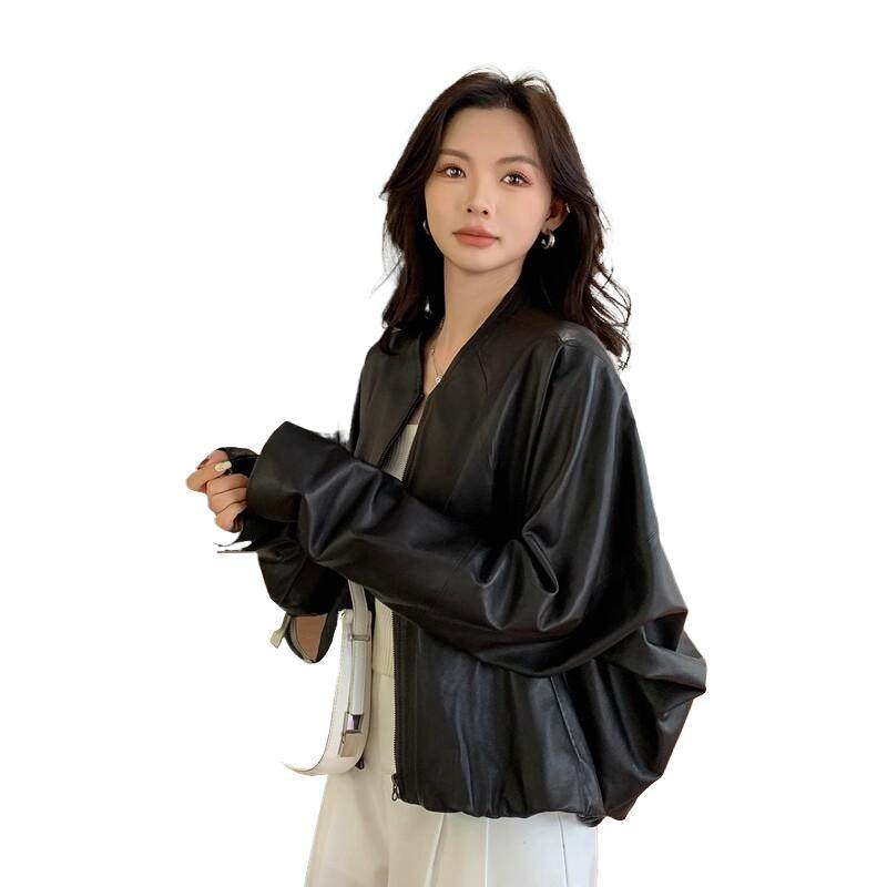 2025秋冬新款真皮皮衣女小个子短款绵羊皮外套休闲百搭蝙蝠袖上衣,淘宝优惠券,粉丝福利购,淘宝优惠卷