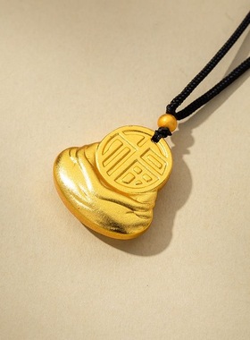 古法沙金弥勒佛吊坠男女士黄金色古法传承久不掉色大肚佛实心项链