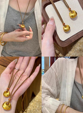 新中式小胖福吊坠项链民族风时尚高级感锁骨链复古简约百搭项饰女