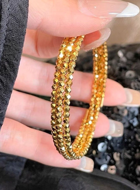 金店同款越南沙金蹦迪珠手镯女款三圈可伸缩弹力手链送女友礼物