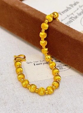 金店同款包金拉丝猫眼珠珠手链算盘珠传承手串转运珠送女友礼物