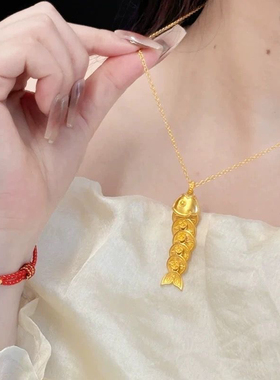 新中式国潮风古法钱币锦鲤五帝钱吊坠项链钱币锦鲤五帝钱项