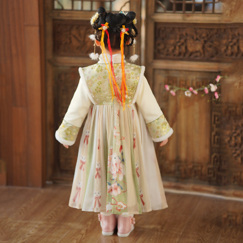 元旦汉服女童唐装小女孩中国风超仙古装连衣裙儿童唐装襦裙演出服,淘宝优惠券,粉丝福利购,淘宝优惠卷