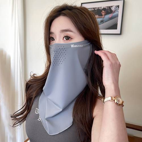 冰丝防晒面罩男女全脸防紫外线脸基尼护颈遮脖子口罩面纱开车脸罩 - 图2
