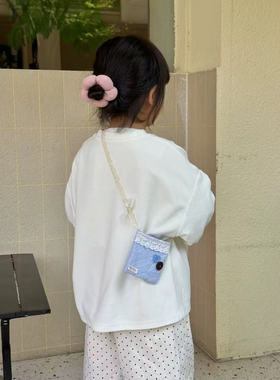 ins春夏新款碎花布艺可爱宝宝儿童女童装饰条纹格纹斜背包装饰品