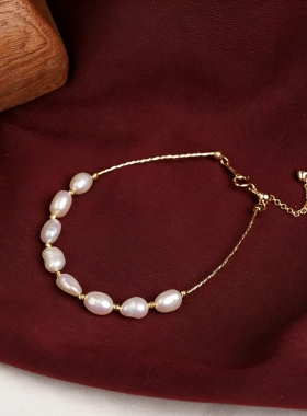 竺玥天然淡水keshi珍珠项链女设计感气质锁骨链颈链项圈轻奢百搭