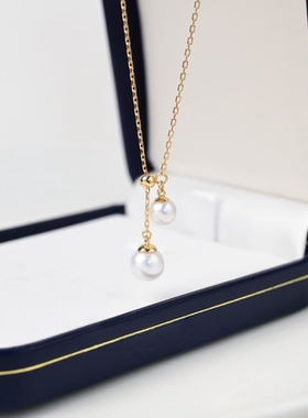 竺玥·樱桃 天然淡水珍珠双珠Y字锁骨链项链可抽拉小众设计高级感
