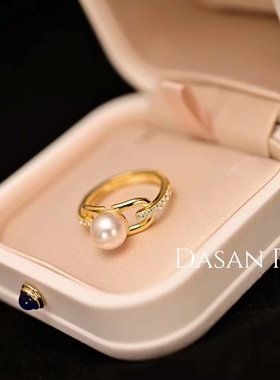 大叁手作 回廊 S925纯银海水真多麻珍珠项链耳饰套装简约修饰脸型