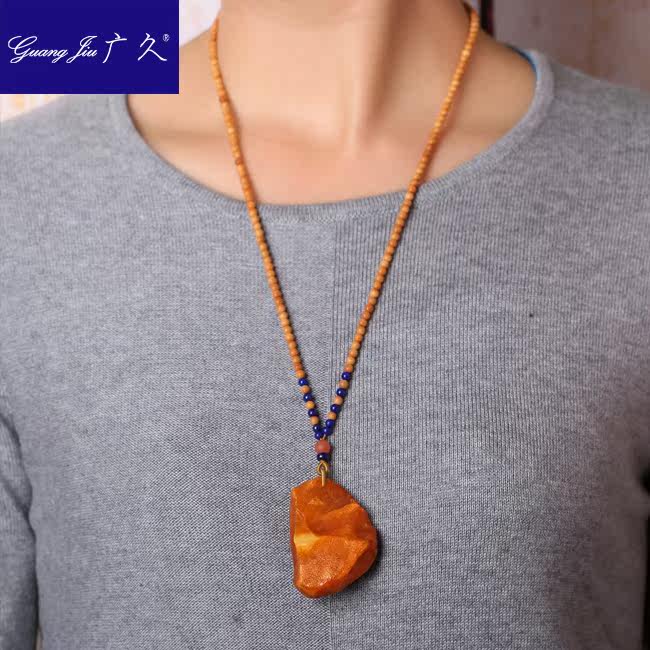 广久波罗的海天然蜜蜡原皮原石项坠 广久项链