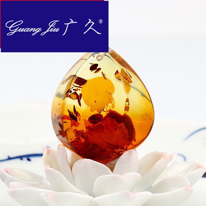 广久a1渐变水滴形吊坠蜜蜡金珀原石 广久项坠/吊坠