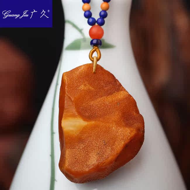 广久波罗的海天然蜜蜡原皮原石项坠 广久项链