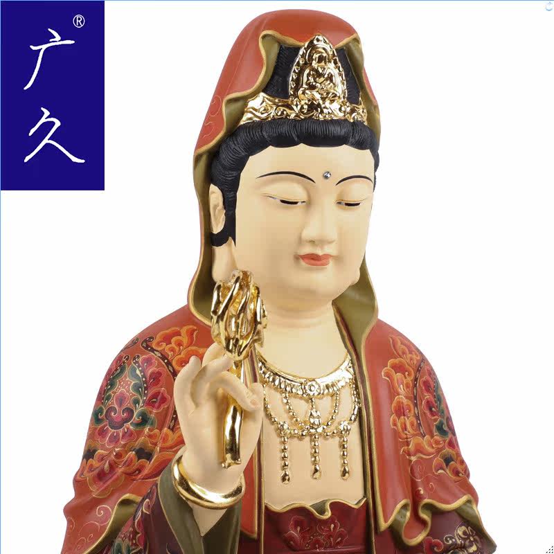 广久台湾纯铜彩绘西方三圣家用佛像 广久摆件