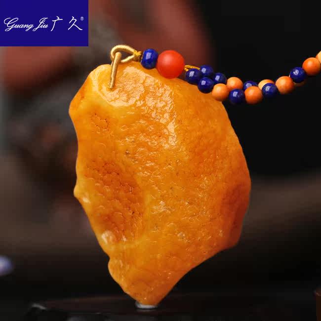 广久波罗的海天然蜜蜡原皮原石项坠 广久项链