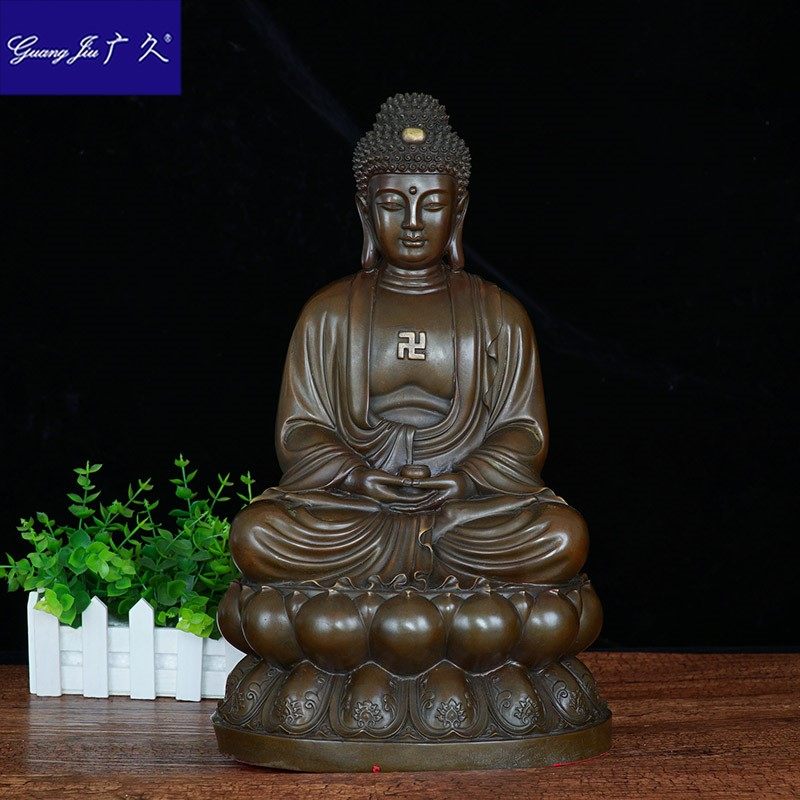 摆件纯铜释迦牟尼大势至菩萨铜佛像 广久摆件