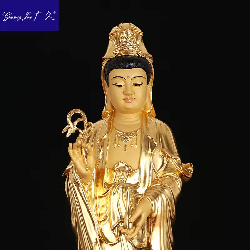 纯铜贴金西方三圣铜雕阿弥陀佛佛像 广久摆件