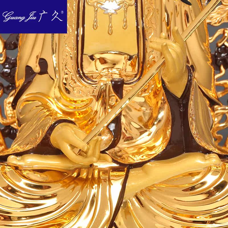 广久鎏金西方三圣佛像cl808纯铜 广久摆件