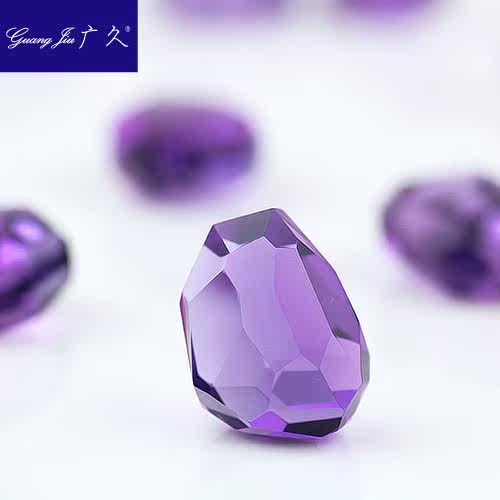 广久天然乌拉圭紫水晶刻面锁骨链 广久项坠/吊坠