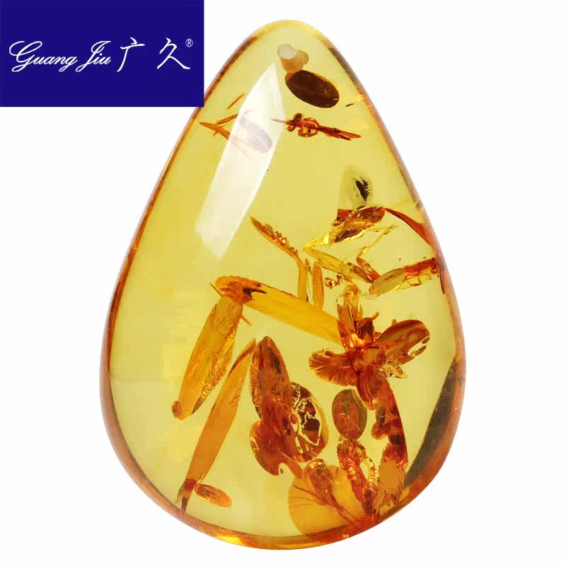 广久天然蜜蜡原石925银简约吊坠 广久项坠/吊坠