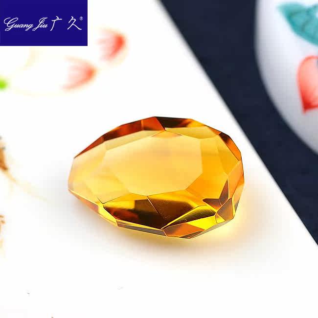 广久天然黄水晶正品原石切面送裸石 广久项坠/吊坠