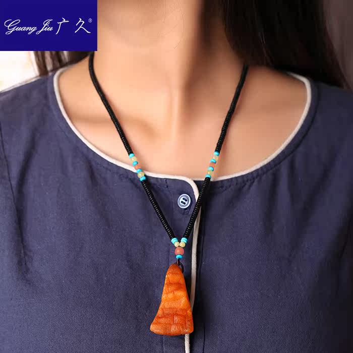 广久波罗的海天然蜜蜡原皮原石项坠 广久项链