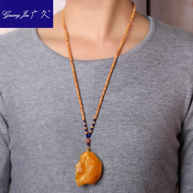 广久波罗的海天然蜜蜡原皮原石项坠 广久项链