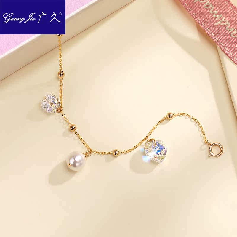 广久水晶blingbling流苏爱心细手链 广久手链