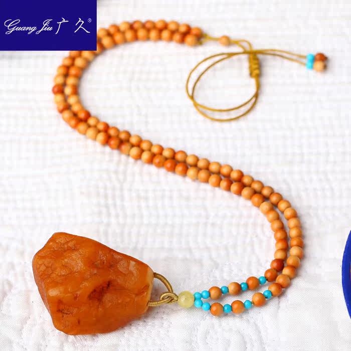 广久波罗的海天然蜜蜡原皮原石项坠 广久项链