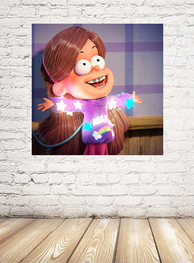 怪诞小镇 Gravity Falls 美漫 可爱卡通少女壁纸墙贴装饰自粘挂画